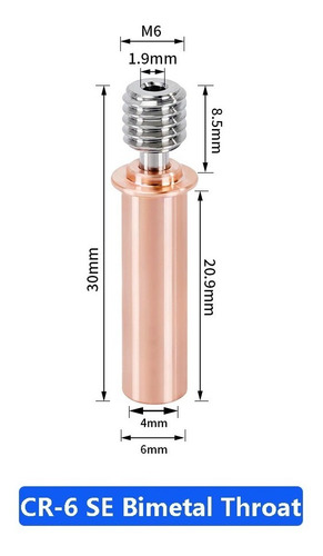 Imagen 2 de 4 de Barrel Bimetal Titanio Y Cobre Impresora 3d Cr6se | Icu
