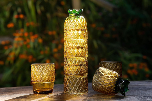 Juego De 4 Vasos Apilables De Piña Y Naranja, 8.5 Fl Oz