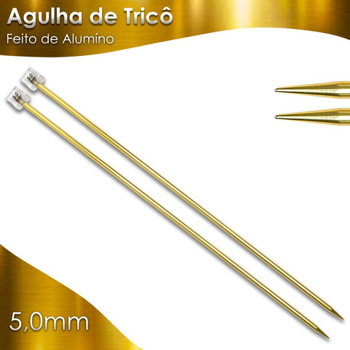 Par De Agulha De Tricô Alumínio - Círculo - 5,0mm