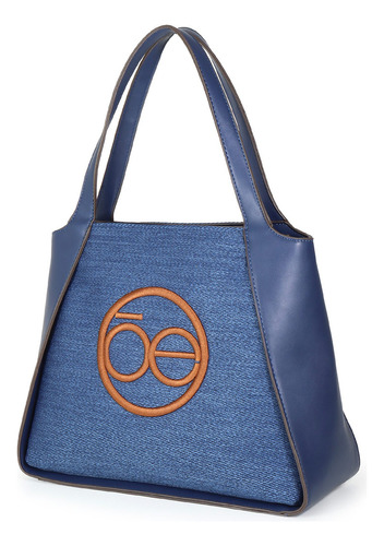 Bolsa Tote Para Mujer Cloe Textil Monograma Bordado Color Azul Marino