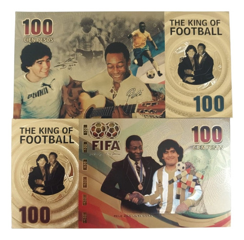 Billete Premium Futbol Souvenir Maradona Y Pele 100 Pesos