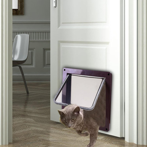 Puerta Abatible Para Perros Y Gatos Con Cerradura De Marrón