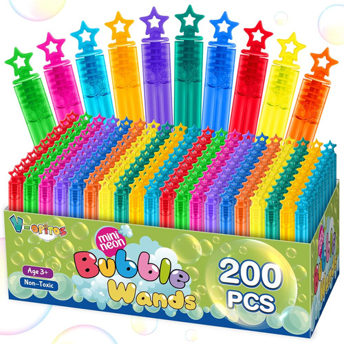 200 Mini Varitas De Burbujas En 10 Colores, Recuerdos De Fie