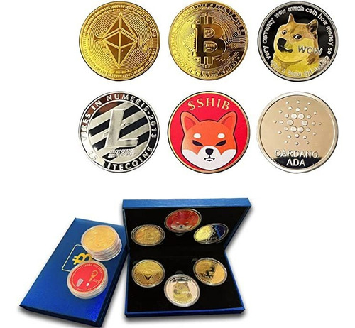 Msspart Paquete De 6 Monedas Conmemorativas Bitcoin Ethereu.