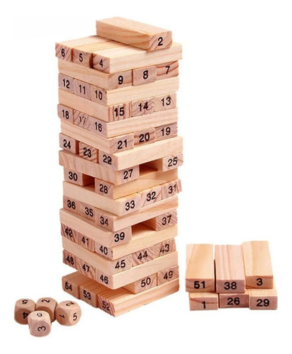 Juego Torre Equilibrio De Madera Números Dados 23.5cm Nf