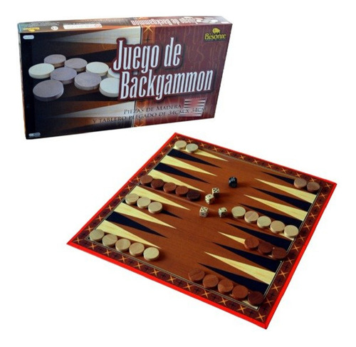 Backgammon Piezas De Madera Tablero 34x34 Bisonte Playking