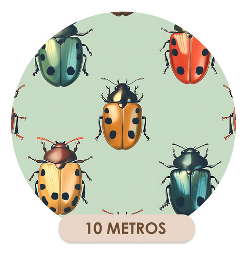 Papel De Parede Adesivo Criança Animais Joaninha Quarto 10m