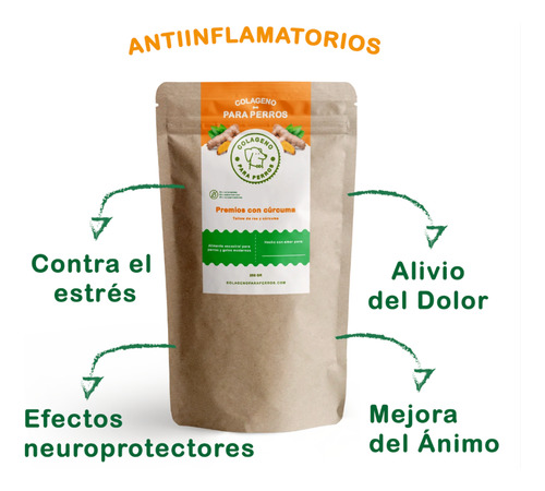 Súper Premios Antiinflamatorios De Cúrcuma Para Perro 250g