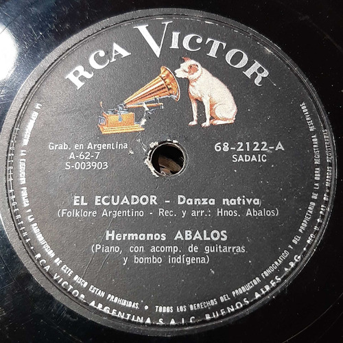 Pasta Hermanos Abalos Piano Acomp Bombo Rca Victor C295