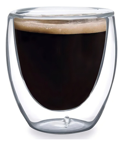 Xícara de vidro dupla Xícara de café expresso Pocillo 250ml de cor transparente
