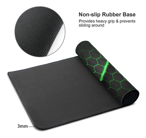 Gaming De Almohadilla De Mouse Futurista Verde Y Negro Abstr