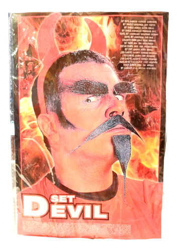 Bigote Mostacho Barba Cejas Kit Diablo Satán Halloween