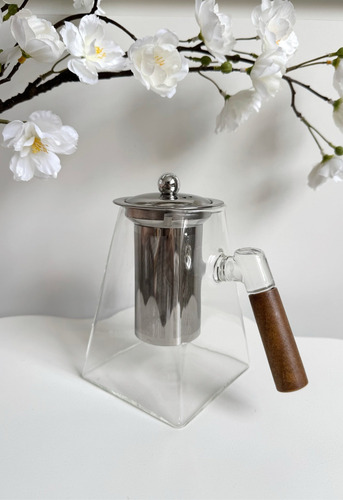 Tetera Cónica Con Base Cuadrada De Vidrio Con Filtro Metal 950 Ml