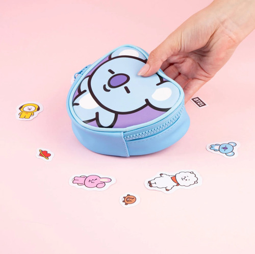 Bolso Monedero Cosmetiquera Bt21 Miniso Original Army Azul Koya