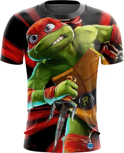 Camiseta Infantil Filme Tartarugas Ninja Leonardo Desenho