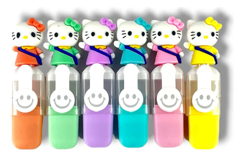 Set 6 Marcadores Mini Hello Kitty Colores Diferentes