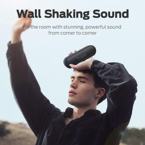 Alto-falante Bluetooth portátil Tribit Xsound Go, alto-falante de 12 W na cor preta