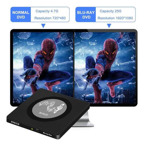 Unidad De Rayos Blu Externa, Usb 3.0 Type-c Portable Blu Ray