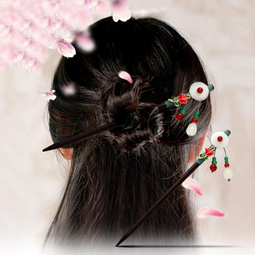 2 Elemento Chino Horquilla Para El Cabello Mujer Chica