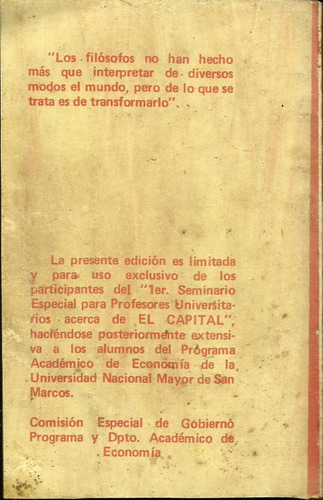 Imagen 2 de 5 de Comentario Al Capital De Karl Marx. Karl Kautsky 1975 Unmsm