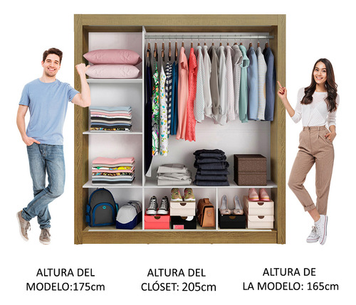 Ropero Closet Madesa Monaco 3 Puertas 2 Espejos M