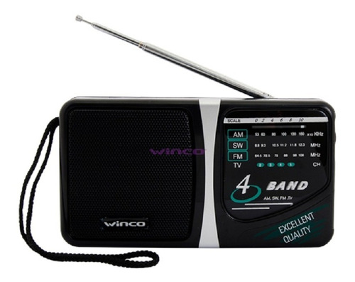 Radio Portatil Am Fm Winco W-204 De Mano 4 Bandas A Pilas