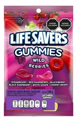 2 Pzas Dulce Gomitas Life Savers Sabor Moras Salvajes 198 G