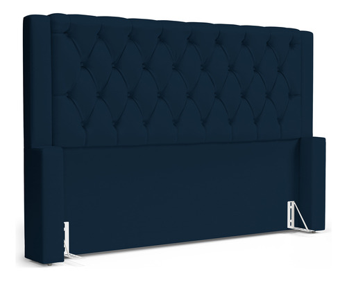 Cabeceira Cama Box Queen Atena 160cm Veludo Azul Marinho