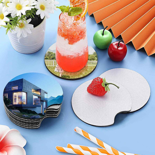 40 X Posavasos De Sublimación En De Neopreno 7 Cm 10 Cm
