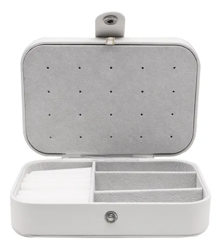 Alhajero Joyero Organizador Estuche Portatil De Joyas Color Blanco