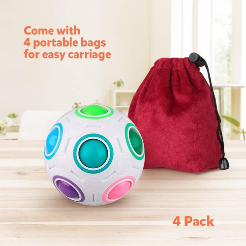 D-fantix Rainbow Ball Puzzle Pack, 4 Magic Rainbow Bola Romp