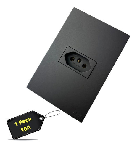 Tomada Simples 10 A 4x2 - Recta Black Fosco Cor Preto