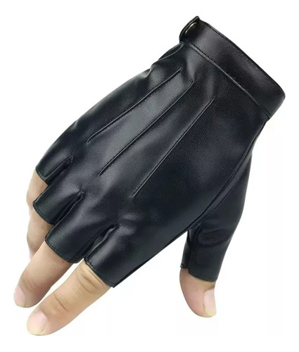 1 Par De Guantes Negros De Piel Sintética Whis Para Medio De