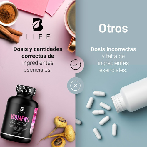 Multivitamínico Para Mujer Mayor De 40 Años 90 Cáps B Life