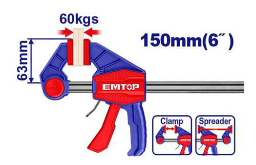 Prensa Rápida Autoajustable 63x150mm 60kg Carpintero Melamin