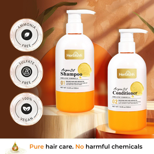 Champú Y Acondicionador De Aceite De Argán Herbishh, Limpiez