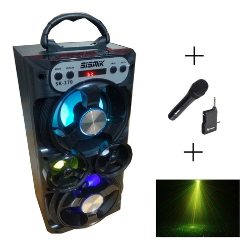 Combo Fiesta Dj Parlante Bluetooth Usb + Mic Inalamb + Laser