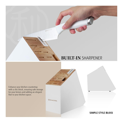 Diamosteel Juego De 13 Piezas De Bloque De Cuchillos Blanco
