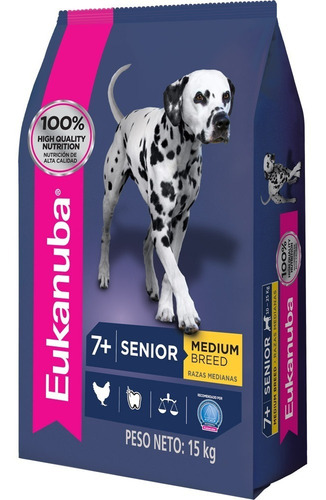 Imagen 1 de 2 de Comida Perro Eukanuba Senior Rz Med 15kg + 2 Paté + Envío
