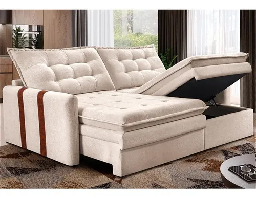 Sofá  Sem Caixa Retrátil 1,80m Soft Petit Boucle Cama Inbox