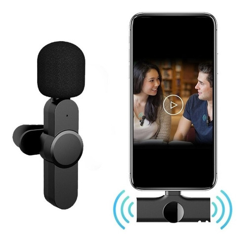 Microfone Lapela Sem Fio Celular Type C Cor Preto