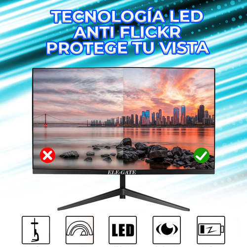 Monitor Gamer Ele-Gate con pantalla de 19" 60Hz 127V y resolución Full HD MON.190.1K