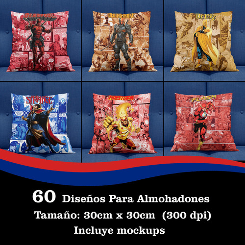 Diseños / Plantillas Para Almohadones De Superheroes Comics