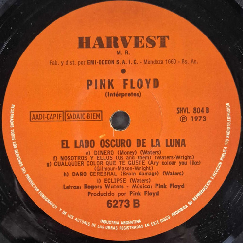 Pink Floyd - El Lado Oscuro De La Luna (1973) Arg Vinilo Lp (Usado)