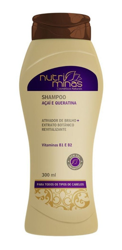 Shampoo Açaí E Queratina 300ml Vitaminas B1 E B2 Nutriminas