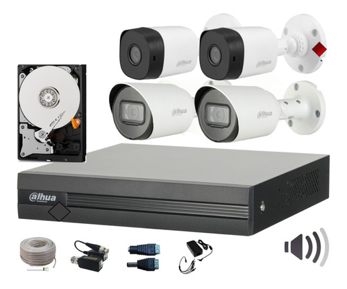 Kit 4 Camaras Bullet 2mp 2 Audio Dvr 1080p Lite Wizsense Utp