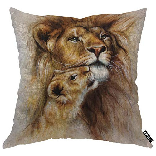 Funda De Almohada Tierno León Y Cachorro Vida Silvestr...