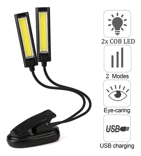 Luces Nocturnas W, Flexibles, Con Clip Usb, 2 Luces Led Cob