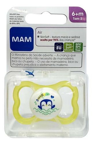 Chupeta Mam Air 6+ Meses Unitaria Neutra Cor Amarelo Período de idade + 6 meses