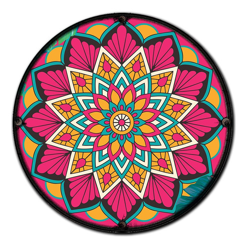 #34 - Cuadro Decorativo Vintage 30 Cm / Mandala Color Retro